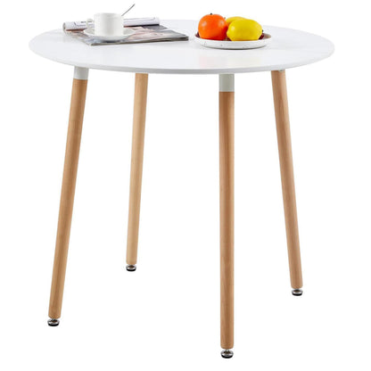 Table de Salle à Manger scandinave Diamètre 80cm Moderne Style Nordique en Bois, Blanc - TABLE BOIS