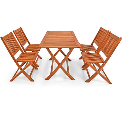 Ensemble de Jardin en Bois d'acacia certifié FSC® Set de Table 4 chaises Pliables Salon de Jardin extérieur