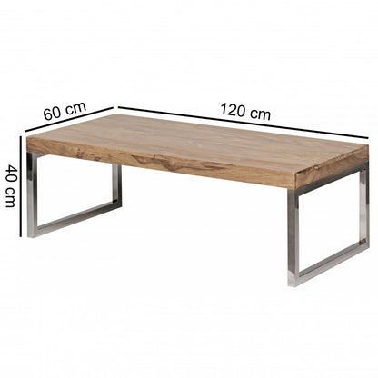 Table Basse Bois Massif Acacia Table de Salon 120 x 40 x 60 cm | Table d'appoint Style Maison de Campagne | Meubles en Bois Naturel Table de Sofa | Table en Bois Massif Meubles en Bois Massif