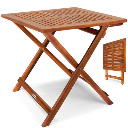 Table d'appoint Pliante en Bois d'acacia 70x70x73cm Table Basse carrée Pliable extérieur Jardin Camping