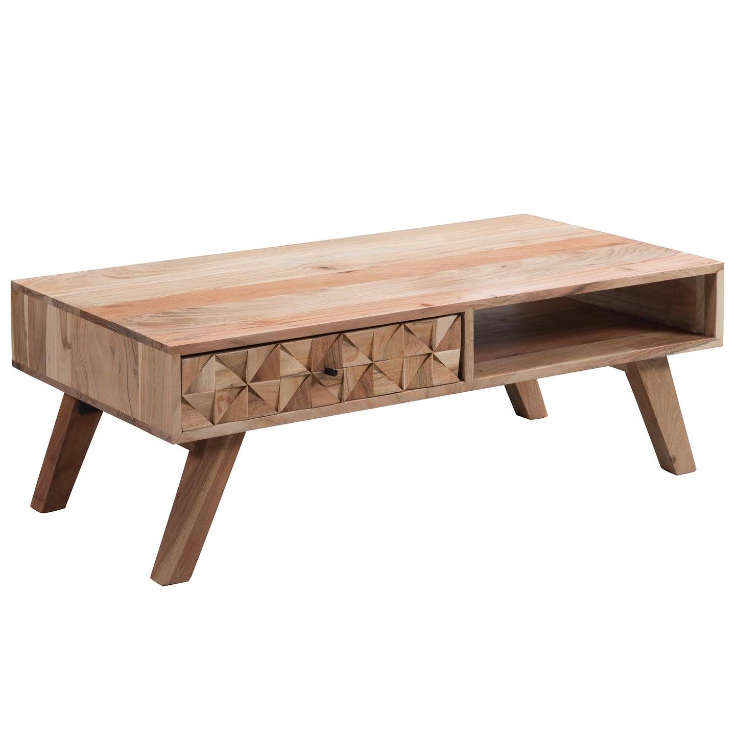 Table Basse Bois Massif Acacia Table de Salon 95 x 35 x 50 cm | Table d'appoint Style Maison de Campagne | Meubles en Bois Naturel Table de Sofa | Table en Bois Massif Meubles en Bois Massif