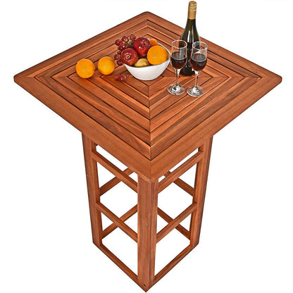 Table Haute carrée en Bois d'Acacia 75x75x110cm Mange-Debout Table en Bois extérieur Jardin terrasse évènement