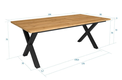 Table à Manger | 10 Personnes | 200 | Robuste et Stable grâce à sa Structure et aux Pieds Solides | Idéal pour Les rassemblements de Famille | Chêne | Style Industriel