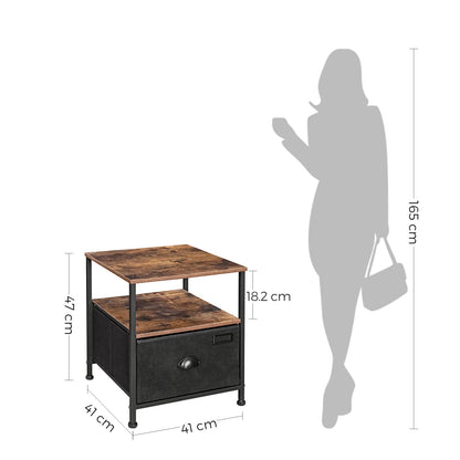 Table de chevet avec rangement en tissu et 2 étagères