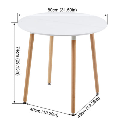 Table de Salle à Manger scandinave Diamètre 80cm Moderne Style Nordique en Bois, Blanc - TABLE BOIS