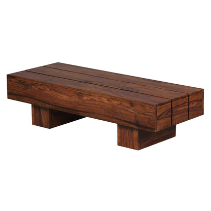 Table Basse Bois Massif Sheesham Table de Salon 120 x 30 x 45 cm | Table d'appoint Style Maison de Campagne | Meubles en Bois Massif Naturel Table de Sofa |