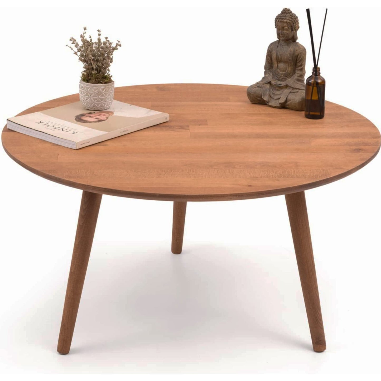 Table Basse Ronde | Table d'appoint Bout de Canapé Élégante en Bois de Hêtre Massif | Table Vintage Idéal pour la Décoration de Style Boho | Table Basse à Structure Simple | Ø 80 cm - TABLE BOIS