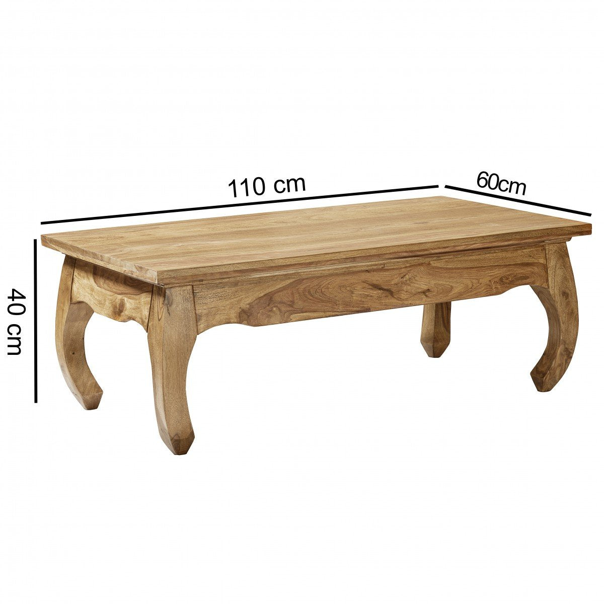 Table Basse Bois Massif Acacia Table de Salon 110 x 40 x 60 cm | Table d'appoint Style Maison de Campagne | Meubles en Bois Naturel Table de Sofa | Table en Bois Massif Meubles en Bois Massif