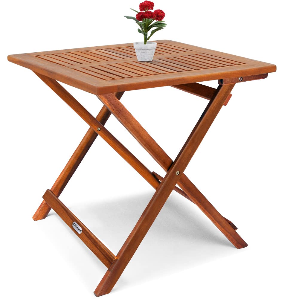 Table d'appoint Pliante en Bois d'acacia 70x70x73cm Table Basse carrée Pliable extérieur Jardin Camping