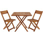 Ensemble de Jardin en Bois d'acacia Set 1 Table et 2 chaises Pliables pour extérieur terrasse Balcon