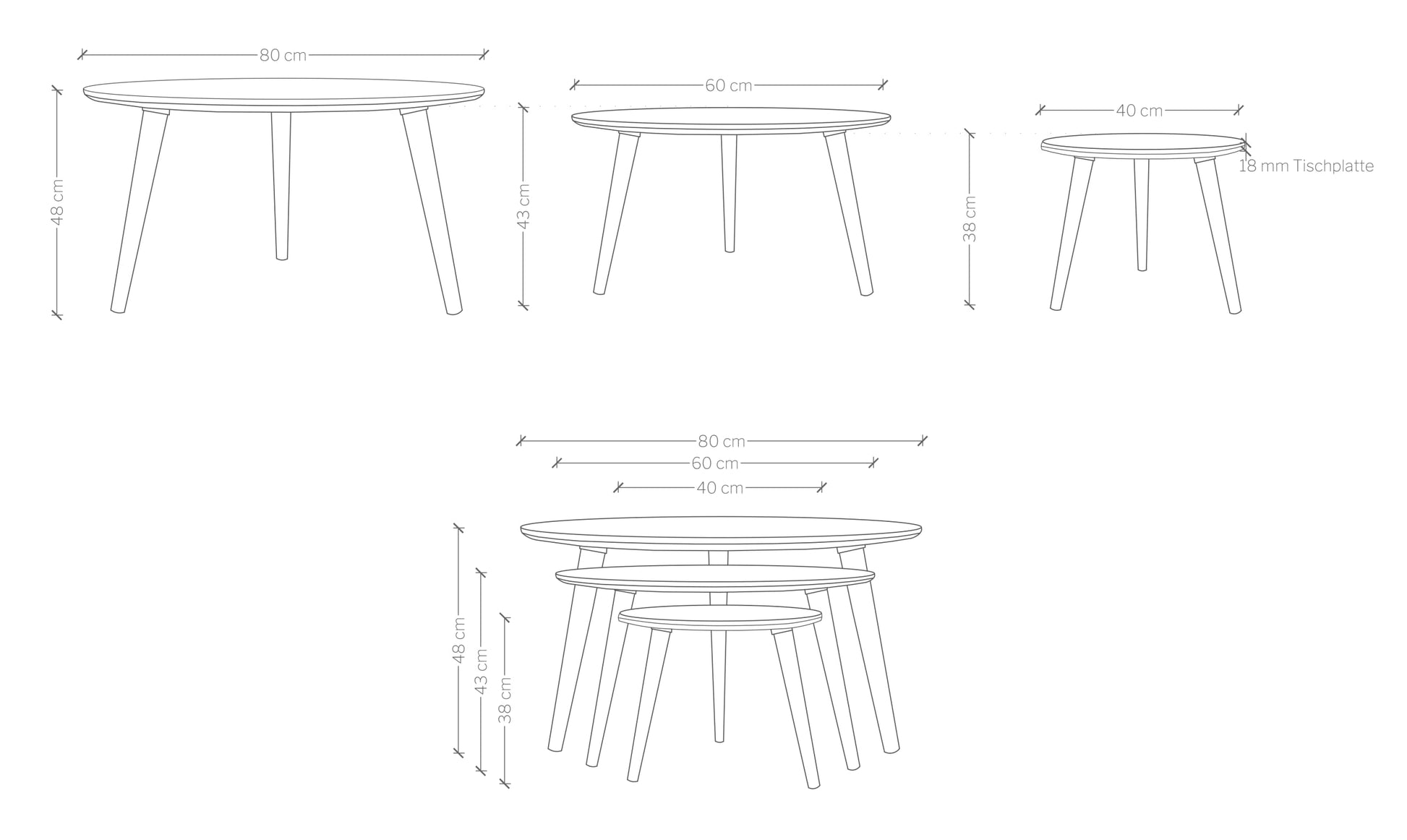 Table Basse Ronde | Table d'appoint Bout de Canapé Élégante en Bois de Hêtre Massif | Table Vintage Idéal pour la Décoration de Style Boho | Table Basse à Structure Simple | Ø 80 cm - TABLE BOIS