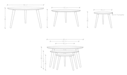 Table Basse Ronde | Table d'appoint Bout de Canapé Élégante en Bois de Hêtre Massif | Table Vintage Idéal pour la Décoration de Style Boho | Table Basse à Structure Simple | Ø 80 cm - TABLE BOIS