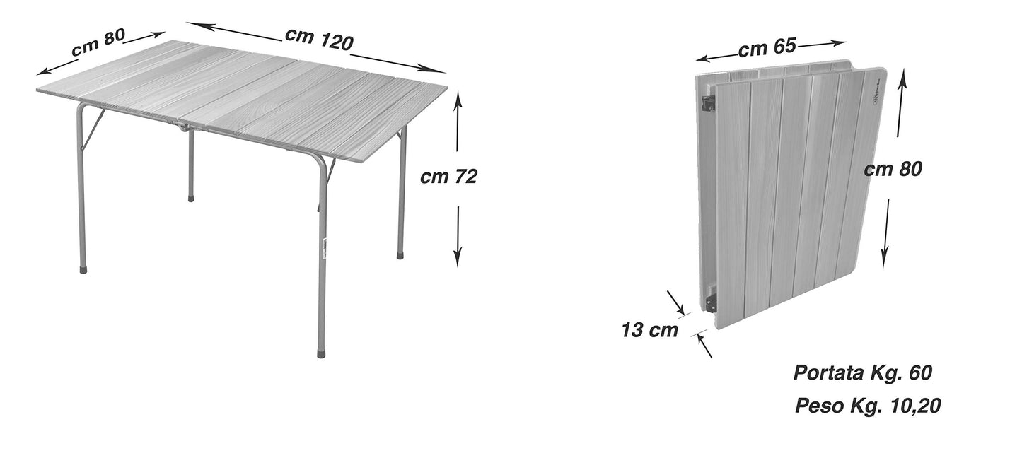 Table Pliante, Pieds Noir Mat, Plateau Mélèze Naturel, 80 x 120