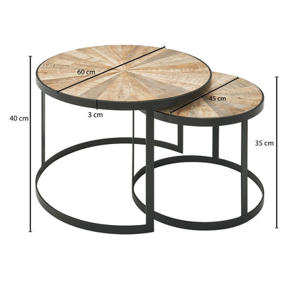 Table gigogne ronde en bois de manguier - TABLE BOIS