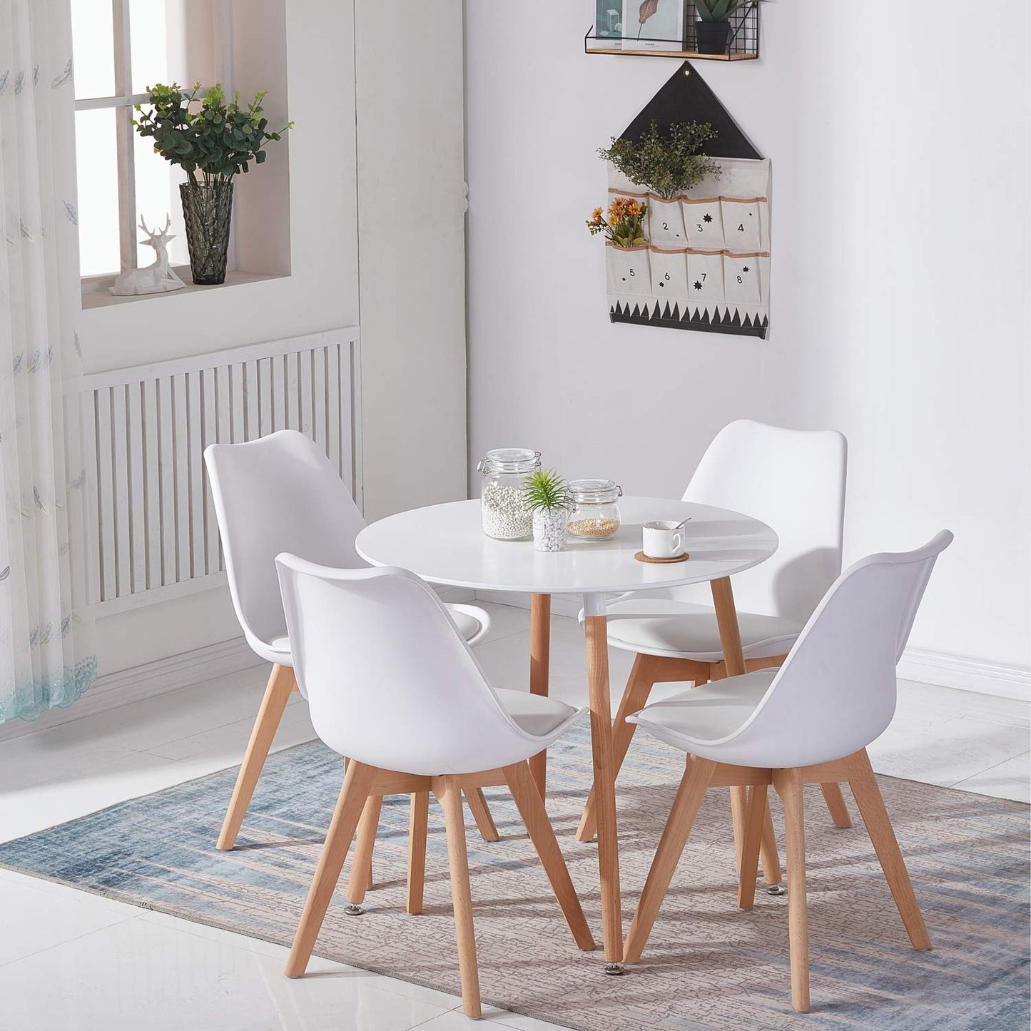 Table de Salle à Manger scandinave Diamètre 80cm Moderne Style Nordique en Bois, Blanc - TABLE BOIS