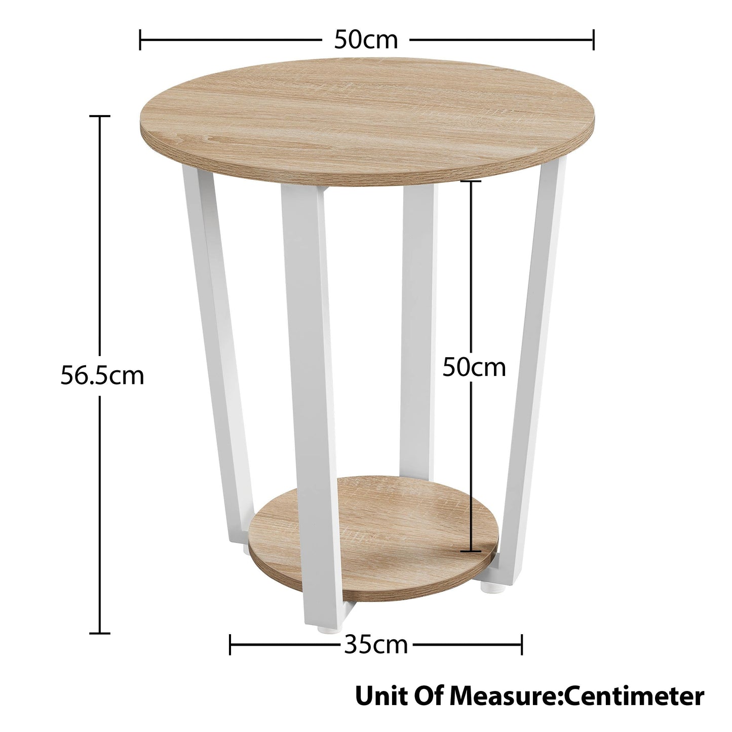 Table d'Appoint Guéridon Bout de Canapé en Bois Industriel Rond à 2 Niveaux Table de Chevet Style Rétro Salon Chambre Chêne Clair - TABLE BOIS