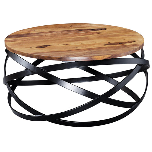 Table Basse Bois Massif Sheesham Table de Salon 60 x 30 x 60 cm | Table d'appoint Style Industriel | Meubles en Bois Naturel Table de Sofa Cadre en métal - TABLE BOIS