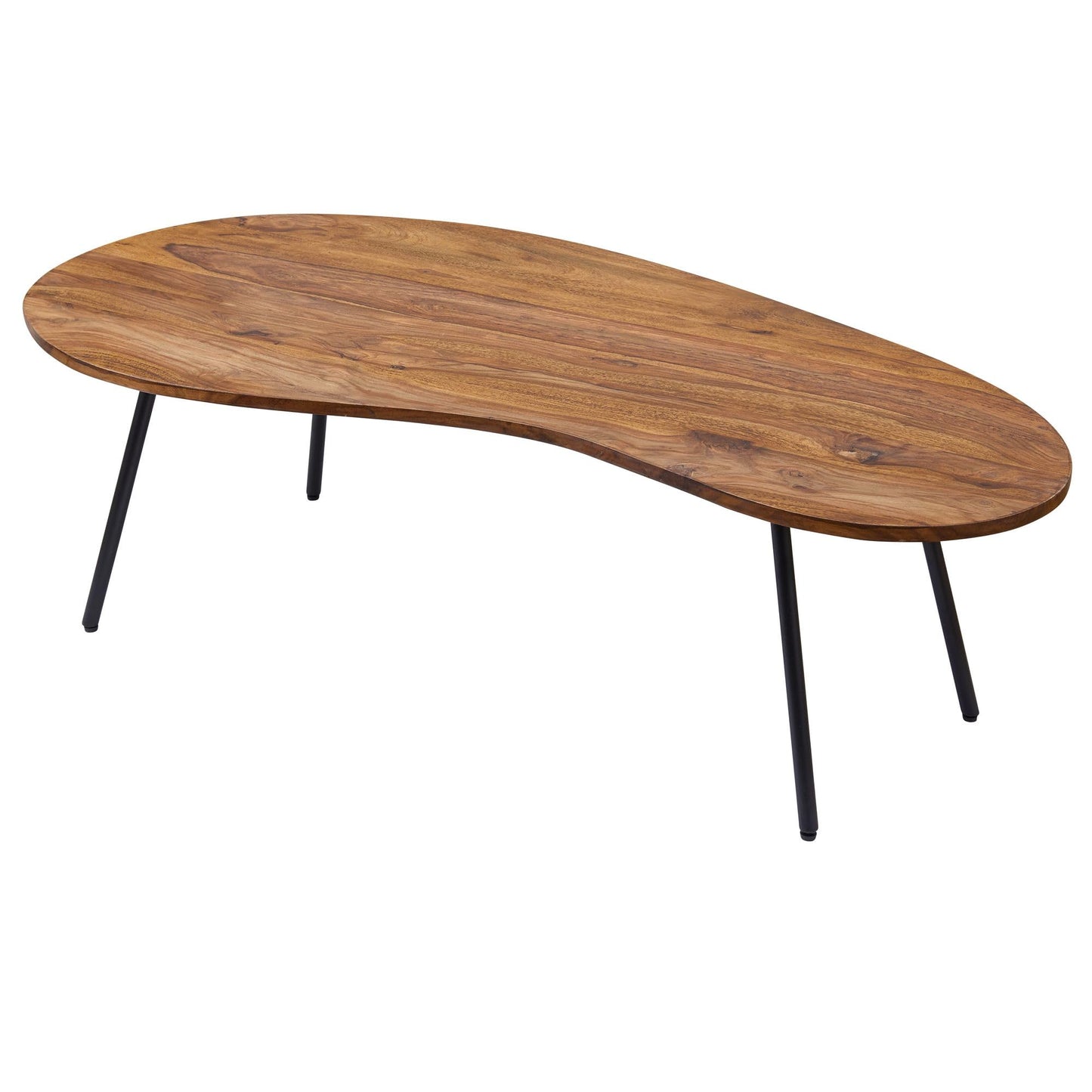 Table Basse Bois Massif Sheesham Table de Salon 122 x 36 x 63 cm | Table d'appoint Style rétro | Meubles en Bois Naturel Table de Sofa avec des Jambes en métal