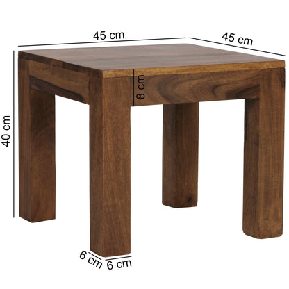 Table Basse en Bois Massif Sheesham Tableau 45 cm de Large Conception de Table de Salon de Style campagnard Brun foncé