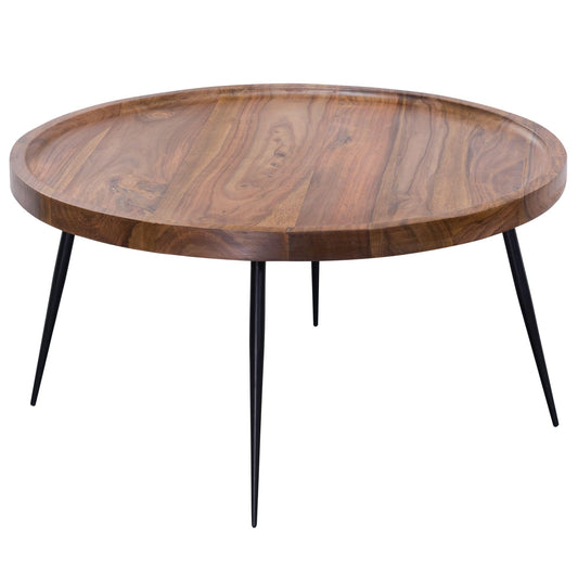 Table Basse Bois Massif Sheesham 75 x 39 x 75 cm Table de Salon | Table d'appoint Style Industriel | Meubles en Bois Naturel Table de Sofa | Table en Bois Massif avec Cadre en métal