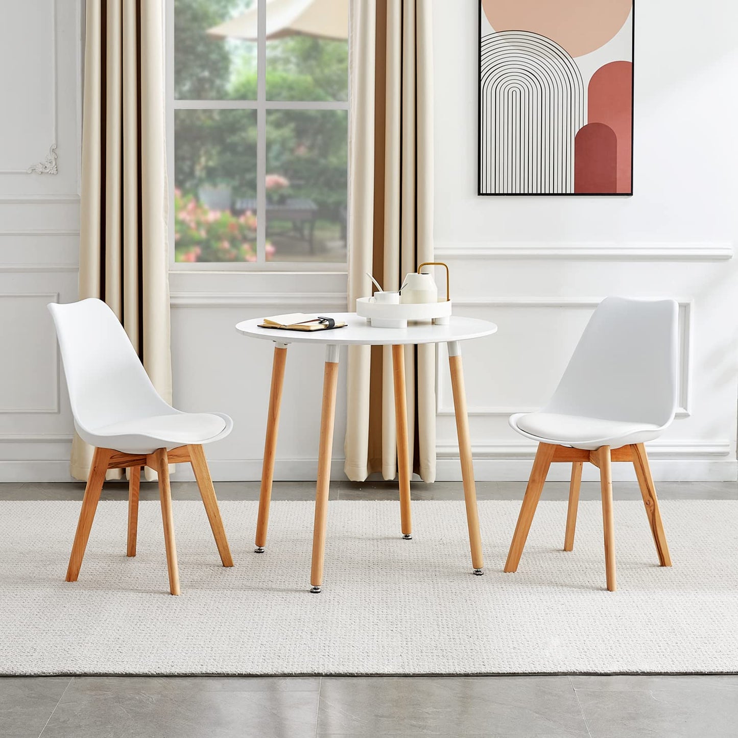 Table de Salle à Manger scandinave Diamètre 80cm Moderne Style Nordique en Bois, Blanc - TABLE BOIS