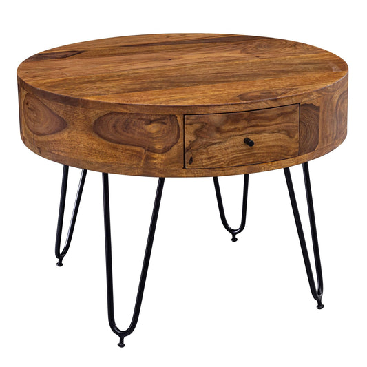 Table Basse en Bois Massif/Metal 60 x 44,5 x 60 cm | Table d'appoint de Style Moderne | Table de Salon avec Deux tiroirs - TABLE BOIS