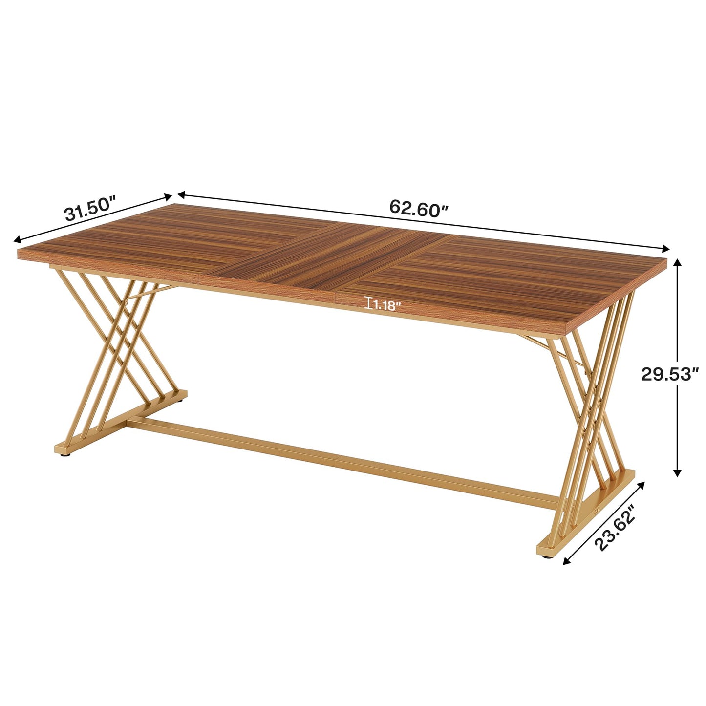 Table à Manger pour 4 à 6 Personnes, 160 x 80 x 75 cm, Table de Cuisine, Table de Salle à Manger rectangulaire avec Cadre en métal pour Salle à Manger et Cuisine, Salon