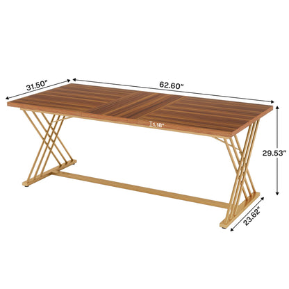 Table à Manger pour 4 à 6 Personnes, 160 x 80 x 75 cm, Table de Cuisine, Table de Salle à Manger rectangulaire avec Cadre en métal pour Salle à Manger et Cuisine, Salon