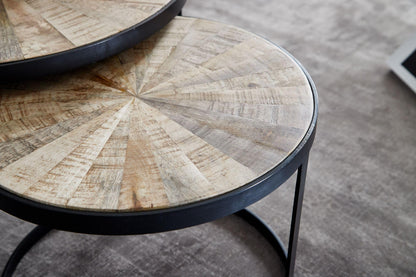 Table gigogne ronde en bois de manguier - TABLE BOIS