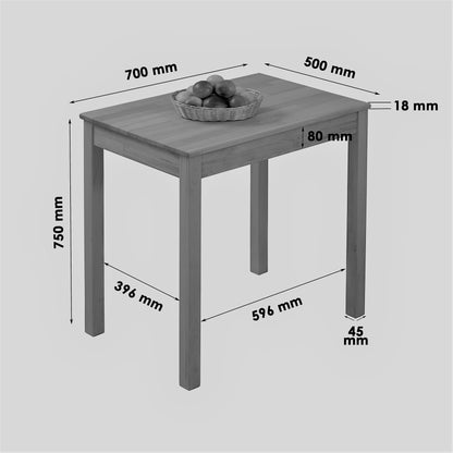 Table à Manger en chêne Tomas en Bois Massif (70 x 50 x 75 cm)