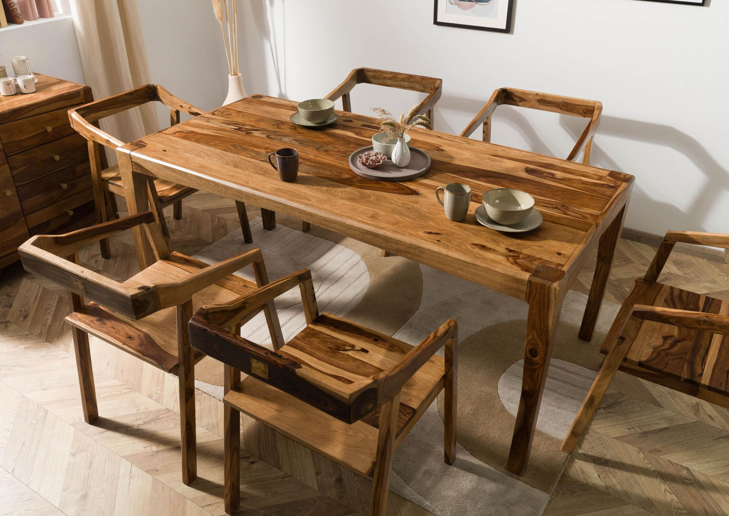 Table à Manger 140x85cm - Bois Massif de Palissandre laqué - Ancona #0101