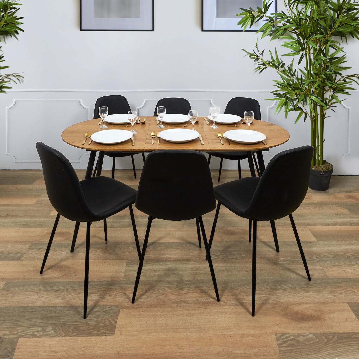 Table Repas Extensible en métal et Bois 4 à 6 Personnes A, Marron Noir, 160x75x80 - TABLE BOIS