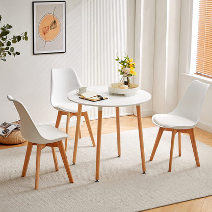 Table de Salle à Manger scandinave Diamètre 80cm Moderne Style Nordique en Bois, Blanc - TABLE BOIS