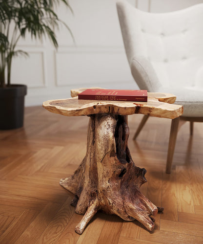 Table d'appoint Tree PM, nature-marron, bois massif, capacité de charge max 35kg, meuble salon, decoration chambre, 50x40x40cm - TABLE BOIS