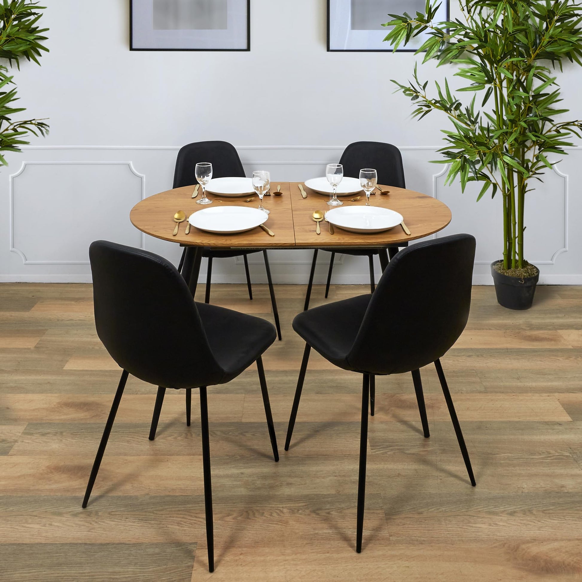 Table Repas Extensible en métal et Bois 4 à 6 Personnes A, Marron Noir, 160x75x80 - TABLE BOIS