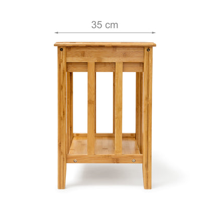 Table d'appoint en bambou avec tiroir : 51,5 x 40,5 x 30,5 cm, Table de chevet solide avec étagère inférieure en bois naturel