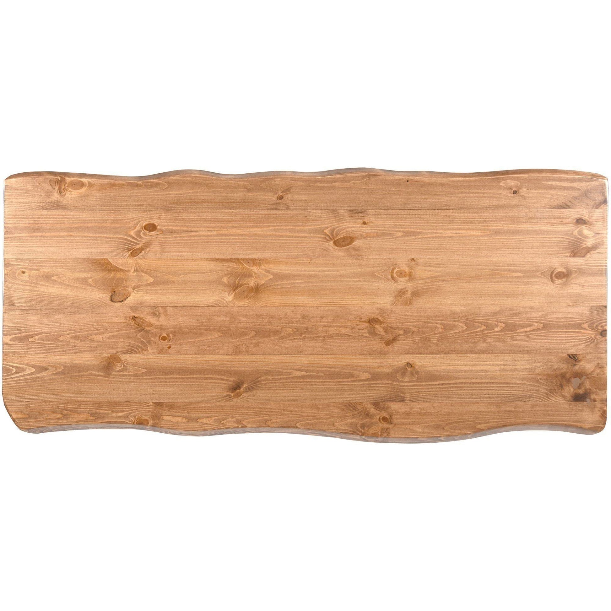 Table à Manger en Bois Massif, Table Fait Main de Cuisine et de Salon en Bois de Pin Massif avec U-Pieds en Métal Laqué, 40 mm d'épaisseur, 6-8 Personnes, 200 x 100 cm - TABLE BOIS