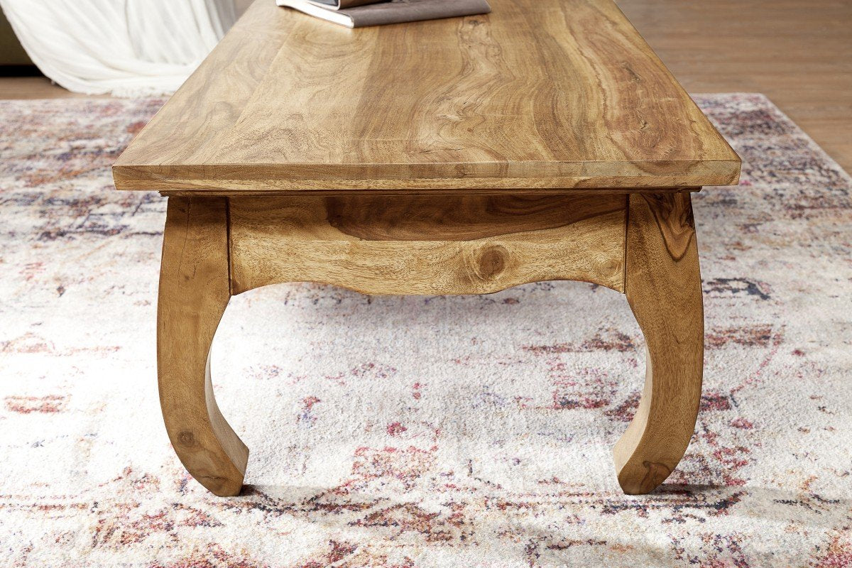 Table Basse Bois Massif Acacia Table de Salon 110 x 40 x 60 cm | Table d'appoint Style Maison de Campagne | Meubles en Bois Naturel Table de Sofa | Table en Bois Massif Meubles en Bois Massif