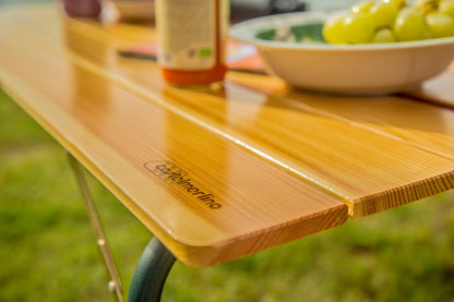 Table Pliante, Pieds Noir Mat, Plateau Mélèze Naturel, 80 x 120