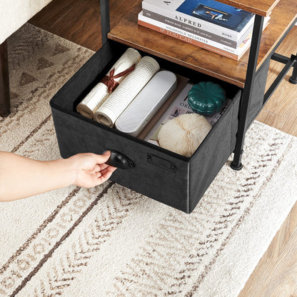 Table de chevet avec rangement en tissu et 2 étagères