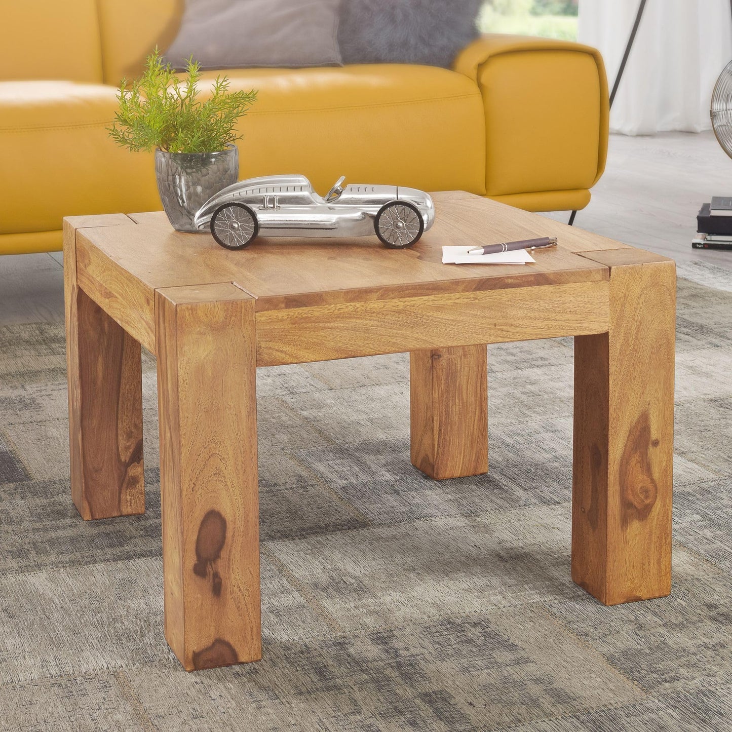 Table Basse Bois Massif Acacia Table de Salon 60 x 40 x 60 cm | Table d'appoint Style Maison de Campagne | Meubles en Bois Naturel Table de Sofa | Table en Bois Massif Meubles en Bois Massif